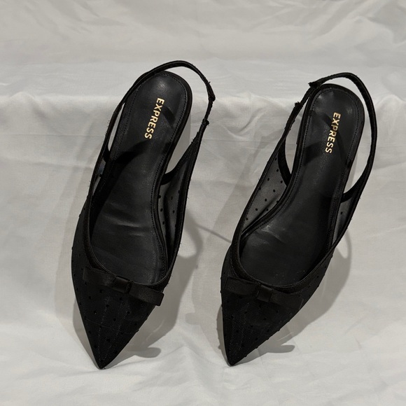 Express Black Pointed Slingback Flats - Picture 3 of 6